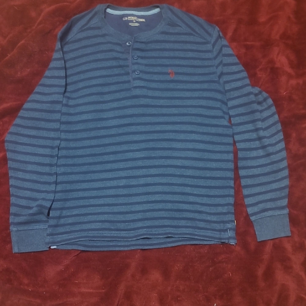 U.S. Polo Assn. Navy Striped Long Sleeve Henley